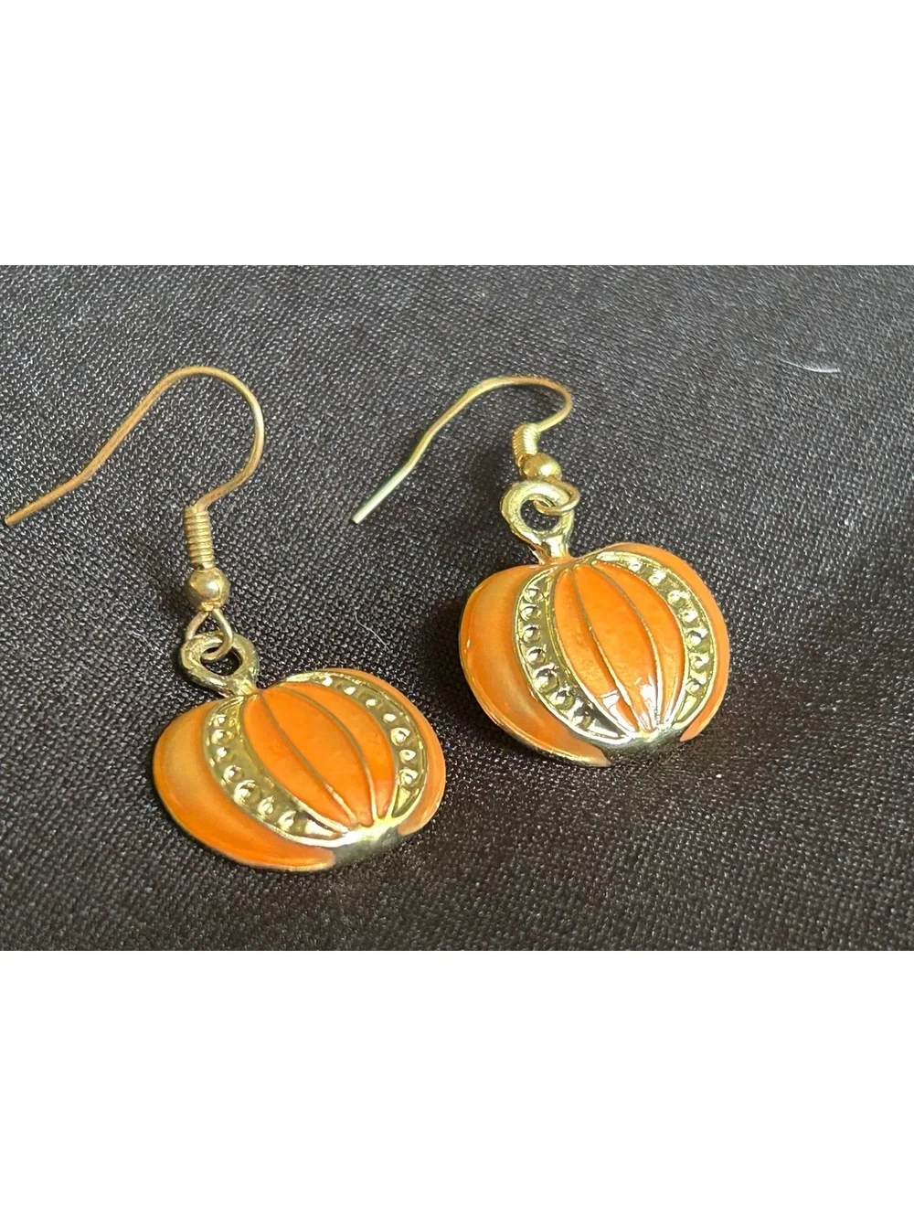 Vintage Style Orange Pumpkin Dangle Earrings